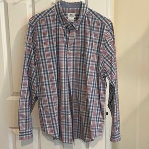 Lacoste Men's Blue and Red Plaid Shirt